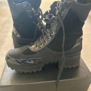 Stylish Black Lace-Up Boots